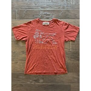 PLAYBOY BY PAC SUN Men's Maroon Embroidered Playboy Pin Up Tee Short Sleeve Sz S